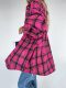 European and American Style Fashion Loose-Fitting Rose Red Plaid Long-Sleeved Shirt