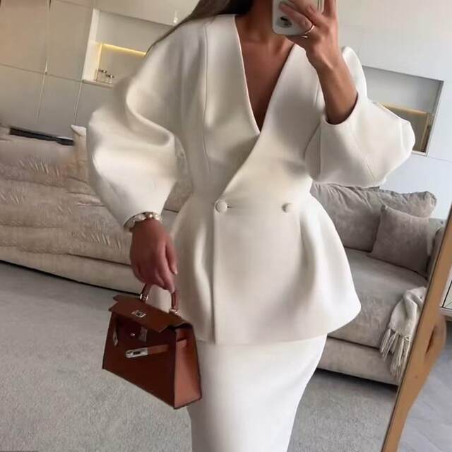 Bubble Sleeve Top and Skirt Set