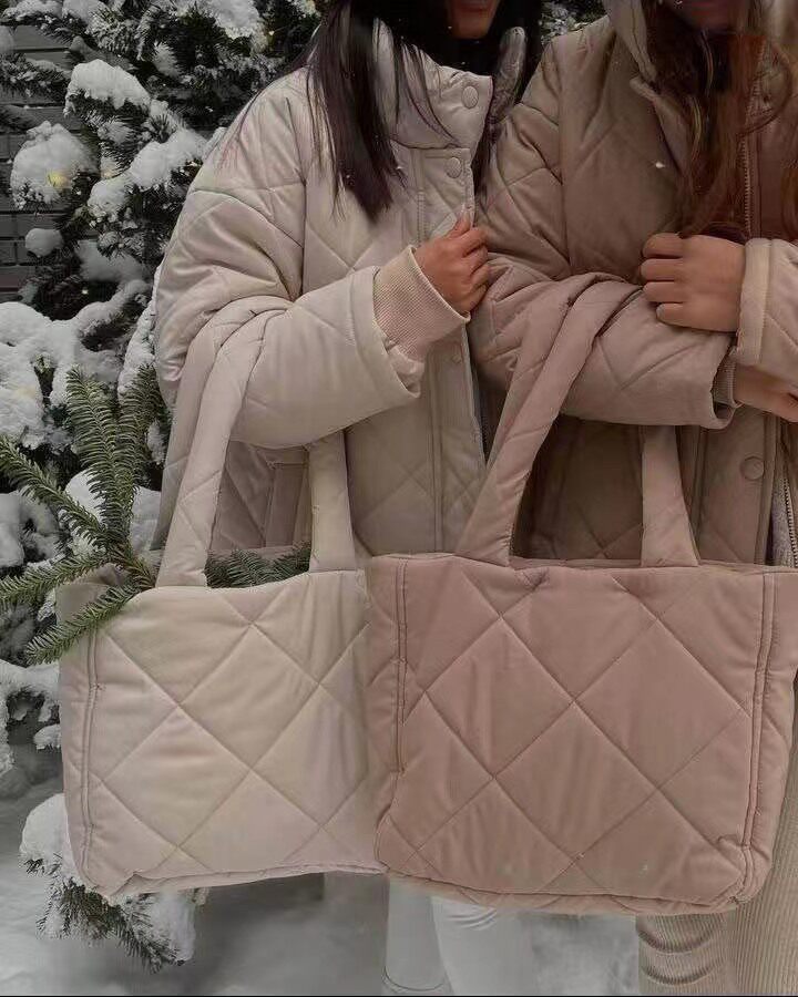 Европейско-американский манер осень и зима мода ромб воротник теплые хлопок Стоять воротнич 