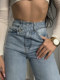 European and American Style Fashion Casual Irregular Waist Design Jeans with Slit Flared Pants Denim Casual Pants