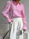 European and American Style Simple and Versatile Slim-Fit Top with a Turn-Down Collar and Flared Sleeves Fashion Shirt Flared Sleeve Shirt
