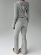 European and American Style New Solid Color Slim-Fit Zip-Up Hooded Top and Casual Pants Two-Piece Set