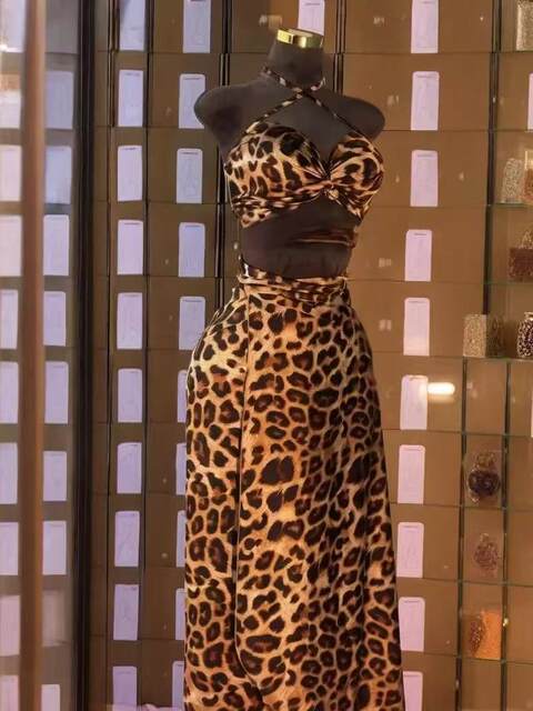 European and American New Style Seaside Vacation Tube Top Vest Half Skirt Set Tie up Vest Half Skirt Set