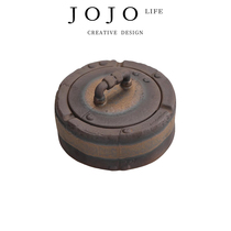 JOJOS L PD Living ashtray retro stoneware large creative personality with lid for home use) living mouth