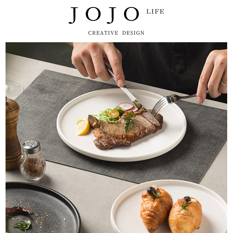Jojo's L. Pd.Mouths. Black Plate Steak Plate Western-Style Plate High Aesthetic Value for Home Use |   Maozi
