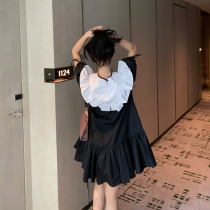 Doll collar Academy Wind sweetness Chinese and medium long style Dress Girl Minus age Temperament Skirt Korean version Loose Doll Skirt Summer