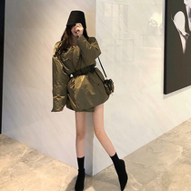 East Gate Port Wind in the middle of a long collection waist individuality cotton clothes Ins superfire thickened 100 hitch cotton coat jacket female tide winters