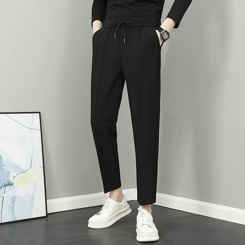 Tide, мужские демисезонные черные штаны для отдыха, в корейском стиле, свободный прямой крой