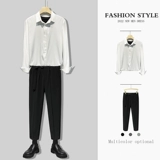 Демисезонный комплект, штаны, рубашка, изысканный стиль