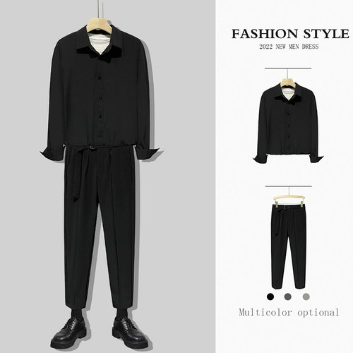 Демисезонный комплект, штаны, рубашка, изысканный стиль