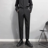 Летние шелковые тонкие штаны, мужской костюм для отдыха, свободный прямой крой