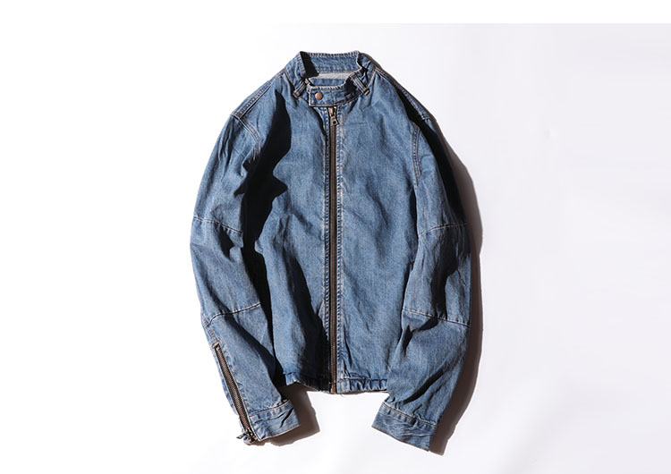 Hình dáng, rất thiết kế, mùa thu nam retro cổ điển mỏng cổ áo khoác denim áo khoác mỏng