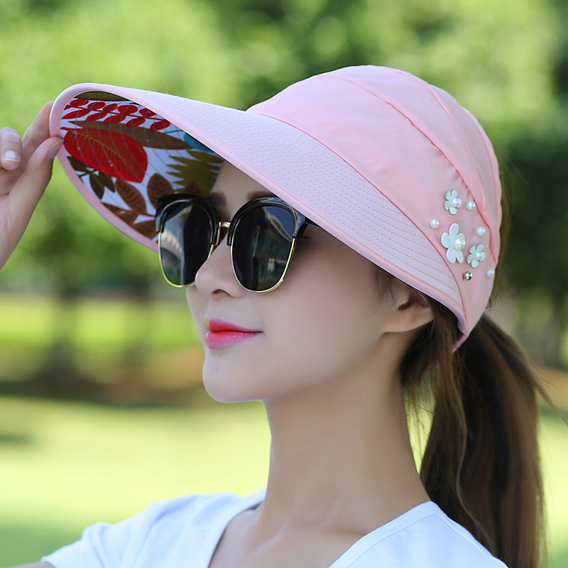 Women's beach hat Sun visor Sunscreen large brim Sun visor Anti-UV wild riding outdoor hat