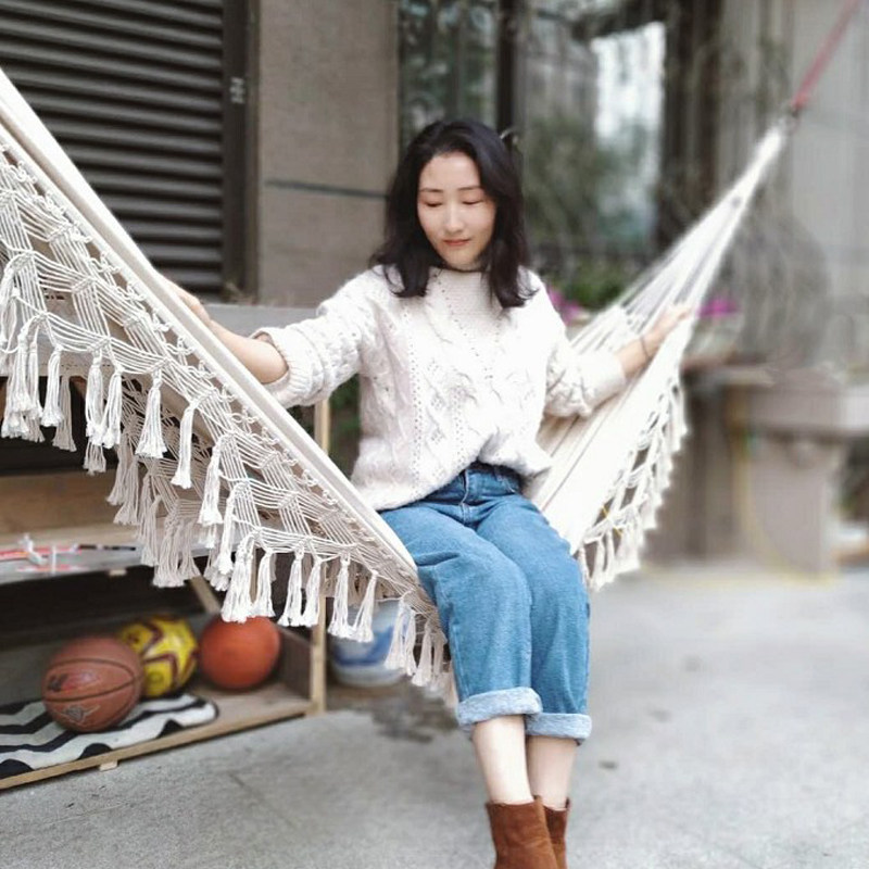 Nordic Wind Outdoor Streaming Su Hammock Prevention Side Turning Field Camping Indoor Folk Sleeping Net Red Double Swing Chair Canvas