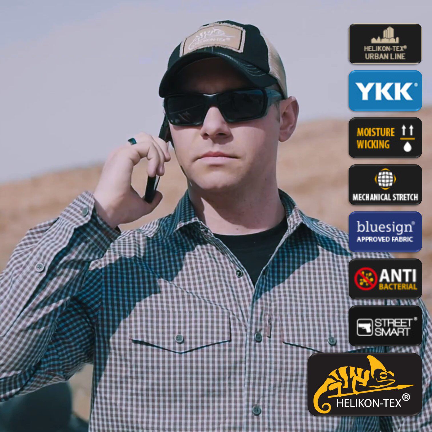 Herlicken HELLIKON Concealer Long Sleeve Tactical Shirt Sunscreen Elastic Casual Trend Plaid Tactical Men