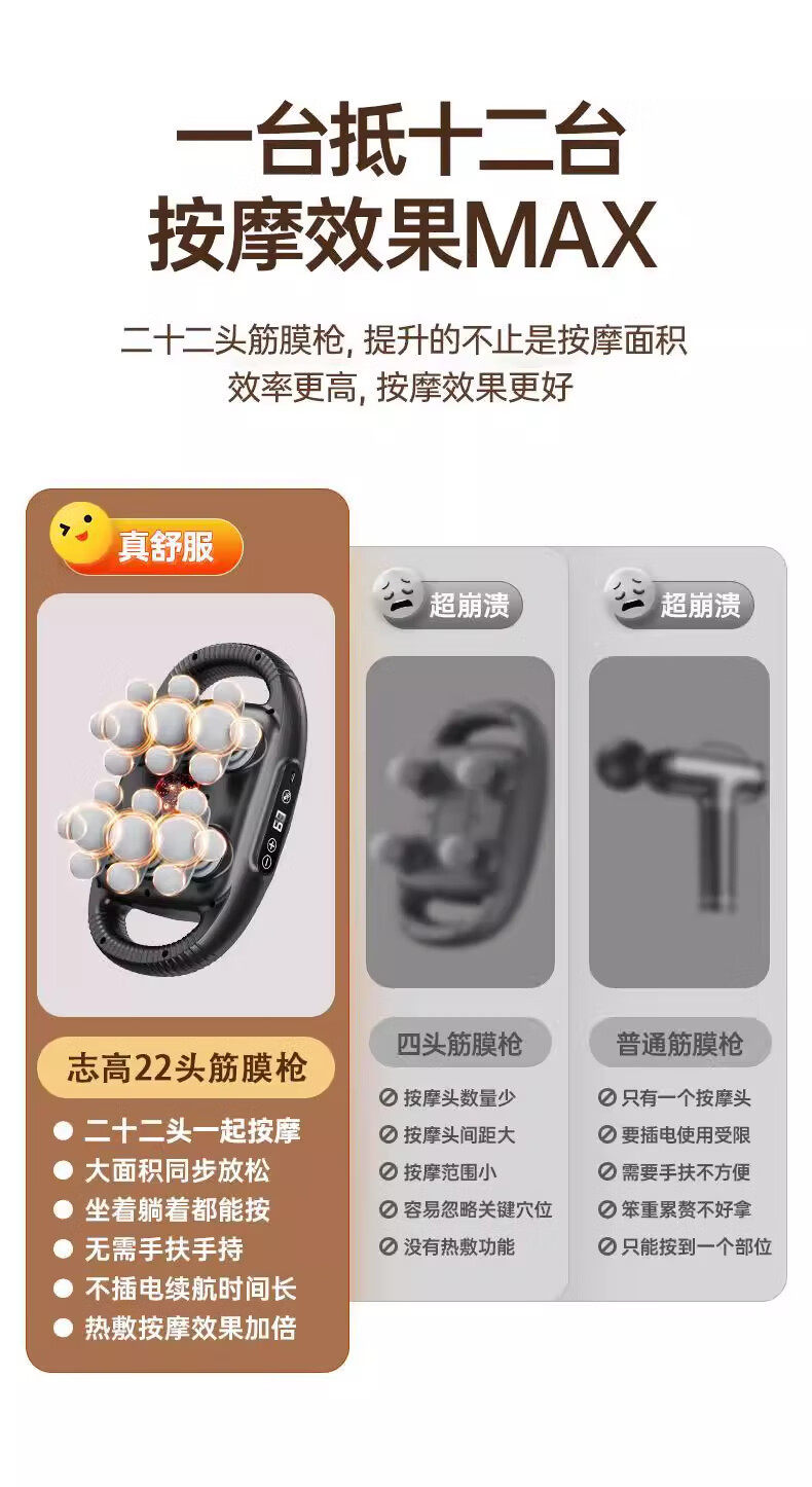 Массаж пушка 志高新款全身充电触控按摩器22多头筋膜震动甩脂颈椎腰腹部按摩器 Chigo