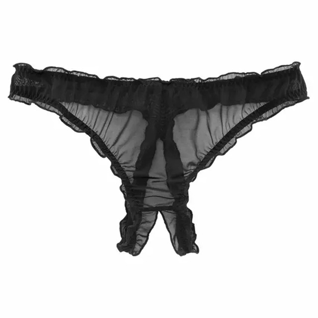 Germany LA~ Transparent soft lace gauze sexy large size open-top women's T-pants