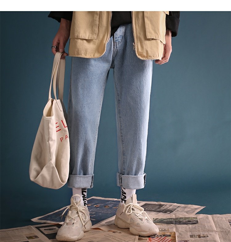 Aberdeen văn học nam phong cách Harajuku quần jean nam mùa thu lỏng xu hướng quần ulzzang hoang dã quần áo nam