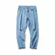 Phiên bản Hàn Quốc của xu hướng quần tây hoang dã giản dị mùa hè Quần jeans ôm sát kiểu dáng quần dài nam kiểu quần lửng - Quần jean quần jean ống suông nam