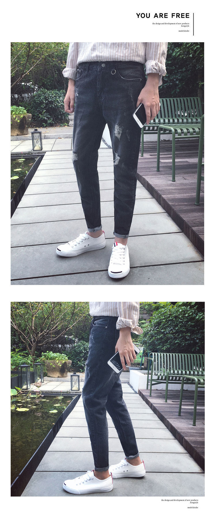 Jeans pour jeunesse droite en vrac en coton pour automne - Ref 1461862 Image 24