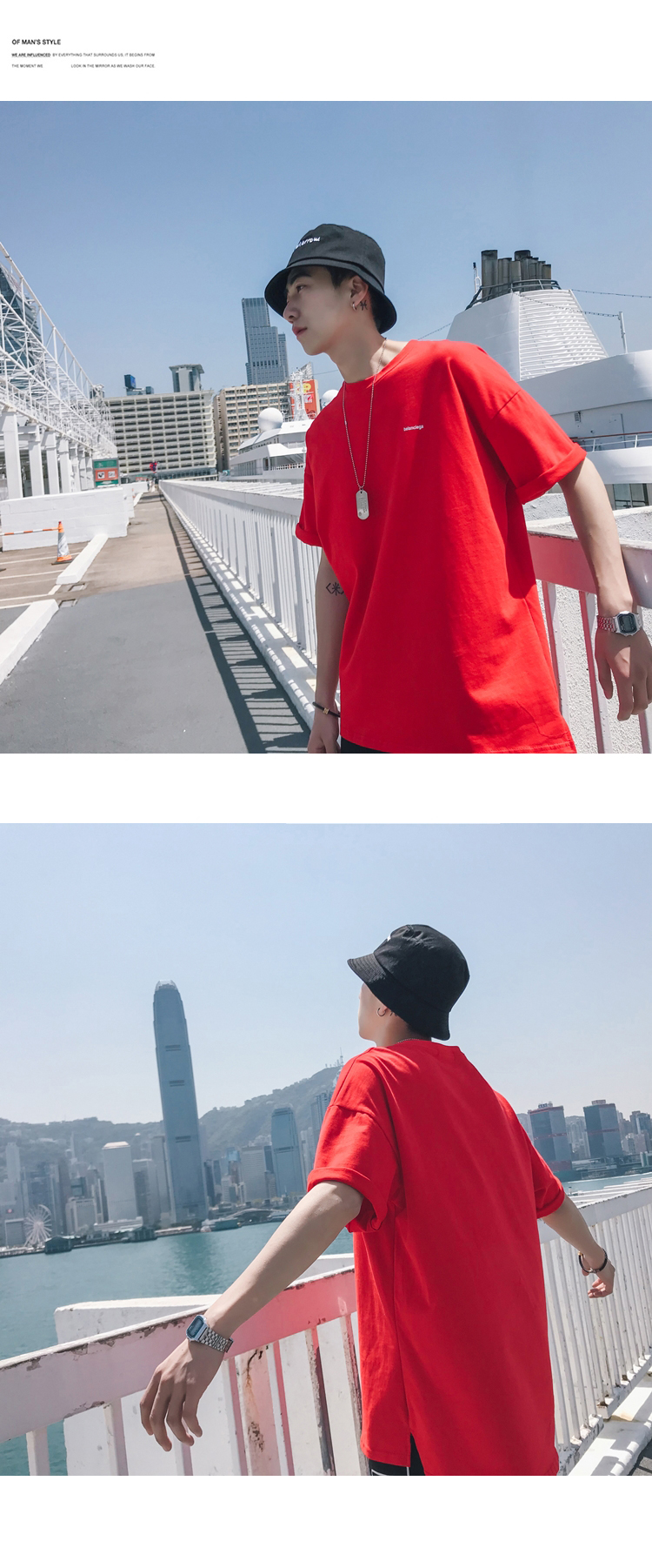 Hồng Kông văn học nam sinh viên xu hướng hoang dã lỏng ngắn tay T-Shirt mùa hè Hàn Quốc phiên bản hip-hop vòng cổ vài từ bi