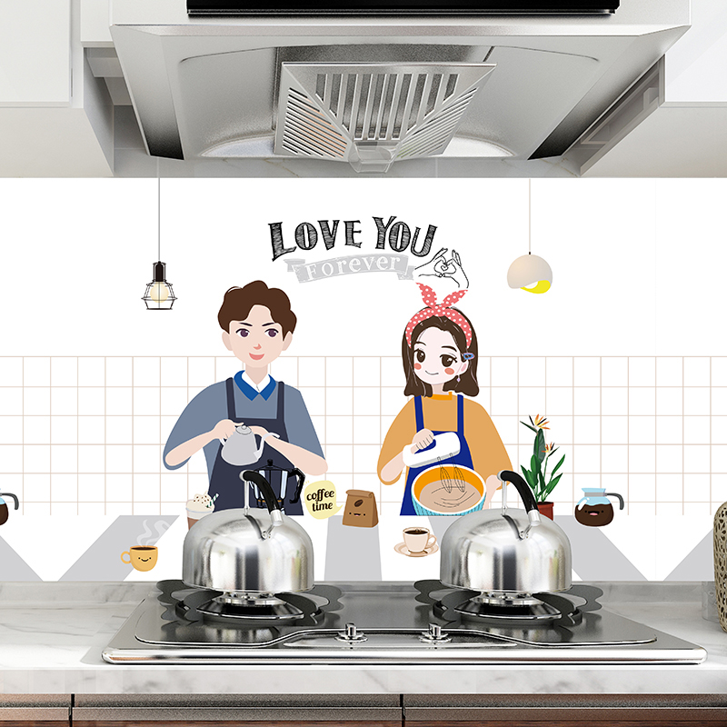Household gas stove oil-proof sticker waterproof and moisture-proof tile stove self-adhesive range hood high temperature refurbishment wall sticker