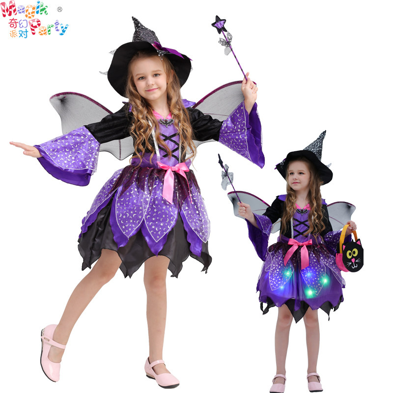 Halloween Children's performance costume Cosplay Cosplay Girl Purple Witch Witch Princess Jumpsuit