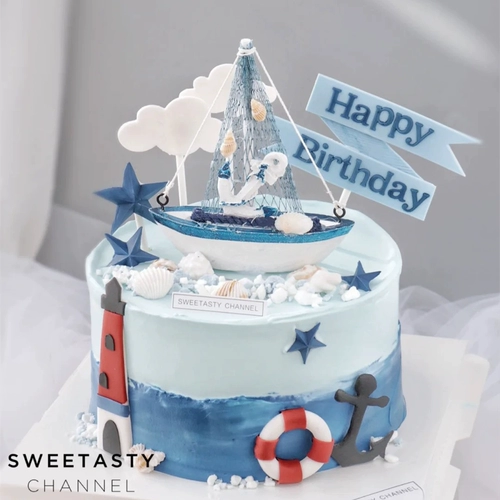 Парусной торт украшения свинг сезон выпускной сезон разбитые волны и платформа для парусного спорта.