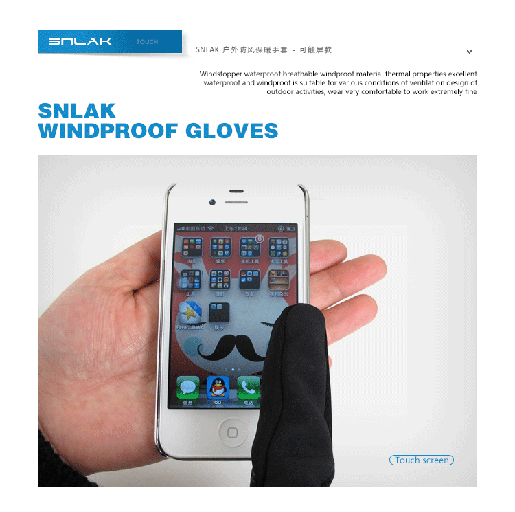 WINDSTOPPER cưỡi ngoài trời, găng tay trượt tuyết ấm áp và lạnh, đi găng tay cho nam và nữ găng tay da