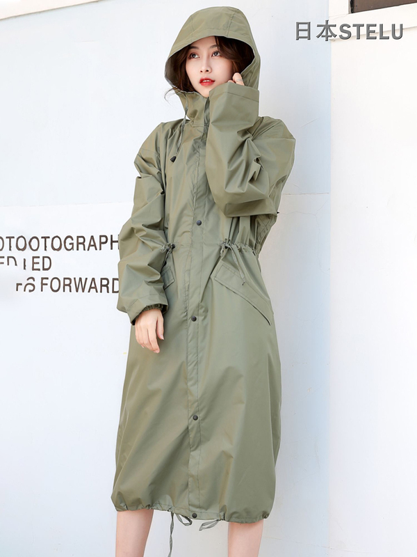 Japanese Stelu Fashionable Long Travel Raincoat, Heavy Rain Protection, Hiking Long Waterproof Full-Body Rain Poncho, Cute for Both Men and Women