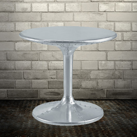 Rivet Space Aluminum Leather Tulip Small Table Tea Table Creative Glass Fiber Home Innate Silver Round Retro Industrial Style