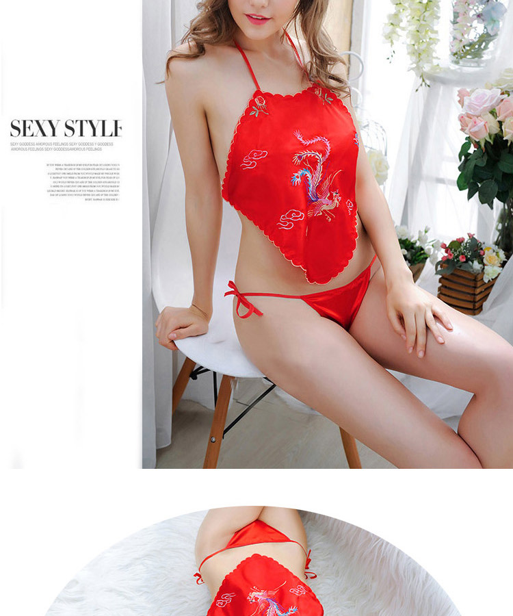 Phong cách quốc gia cổ điển tạp dề nữ cảm giác người lớn thêu trang phục cuộc sống năm màu đỏ tạp dề đồ ngủ bộ đồ lót váy ngủ lụa tơ tằm