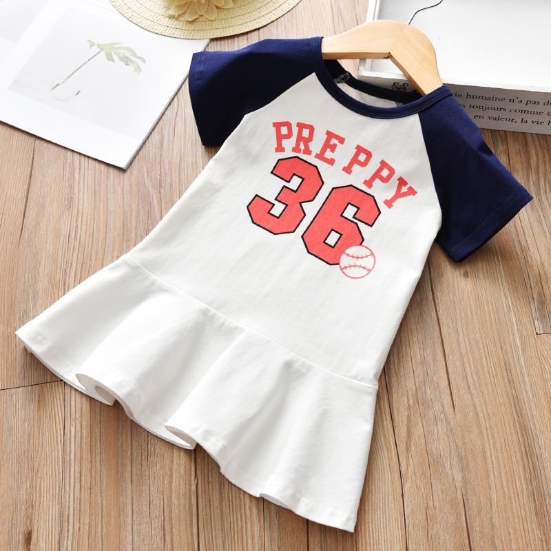 Cô gái ăn mặc 2018 mùa hè mới Hàn Quốc phiên bản của bông T-Shirt công chúa váy trong trẻ em của thể thao ngắn tay váy đầm sát nách bé gái