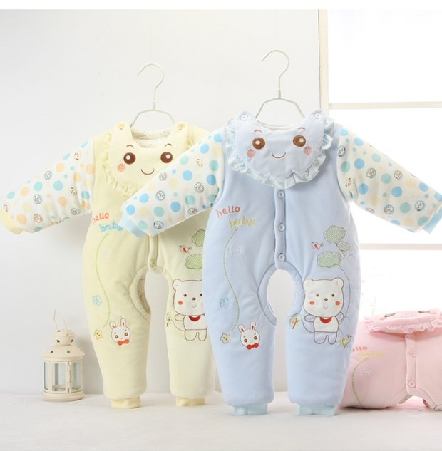 Mùa thu và mùa đông dày lên những chiếc quần bé mở open quần áo cotton sơ sinh ấm áp quần áo cotton romper cotton đồ liền quần