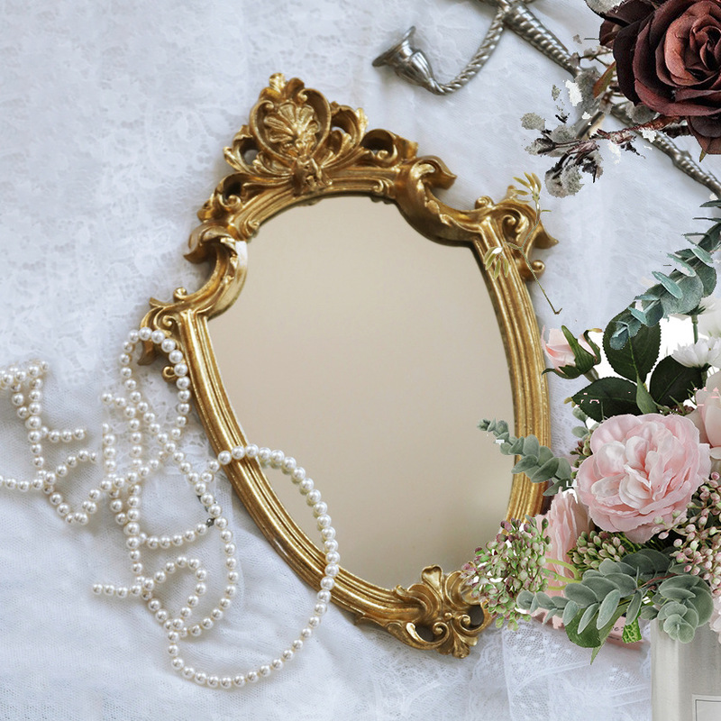 Export Vintage Antique-Style Decorative Gold Mirror Vintage Decorative Wall-Mounted Mirror Tray