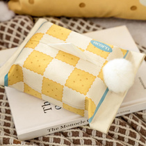 Biscuit checkerboard paper set fabric tissue box ins decorative tissue cover office home living room car