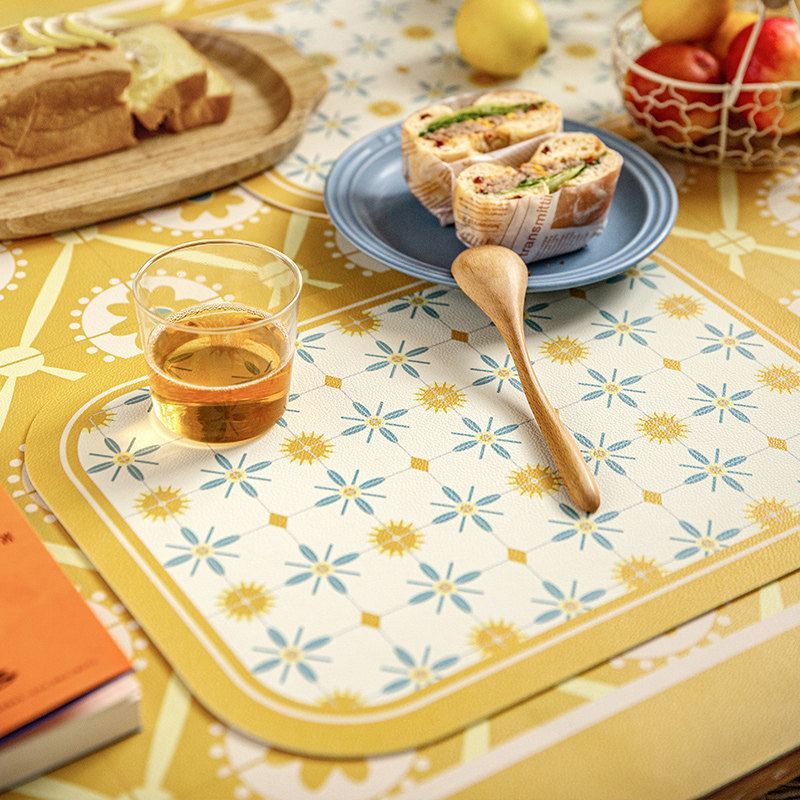 Leather dining table cushion Western dining cushion small dining cushion waterproof and oil-proof and anti-burn dinner plate bowls cushion pan-table cushion dins