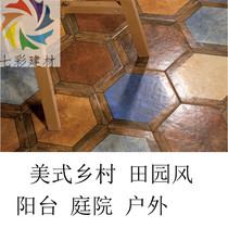 Retro hexagonal brick American country balcony outdoor non-slip floor tile garden antique brick courtyard aisle tile