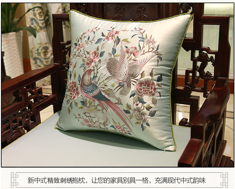 Mới đệm ghế sofa gỗ gụ Trung Quốc thêu gối thêu gối tựa lưng hình chữ nhật lớn bằng gỗ tùy chỉnh bởi bộ gói - Trở lại đệm / Bolsters gối và mền 2 trong 1