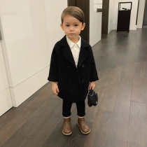 Boys woolen sweaty jacket for children jacket Korean version double face cashmere windsuit Children with long Inn suit