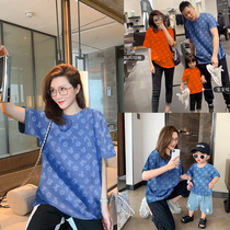Pro-son fit a three-mouth summer dress 2022 new wave Big code Mother woman dress up for a full print short sleeve T-shirt