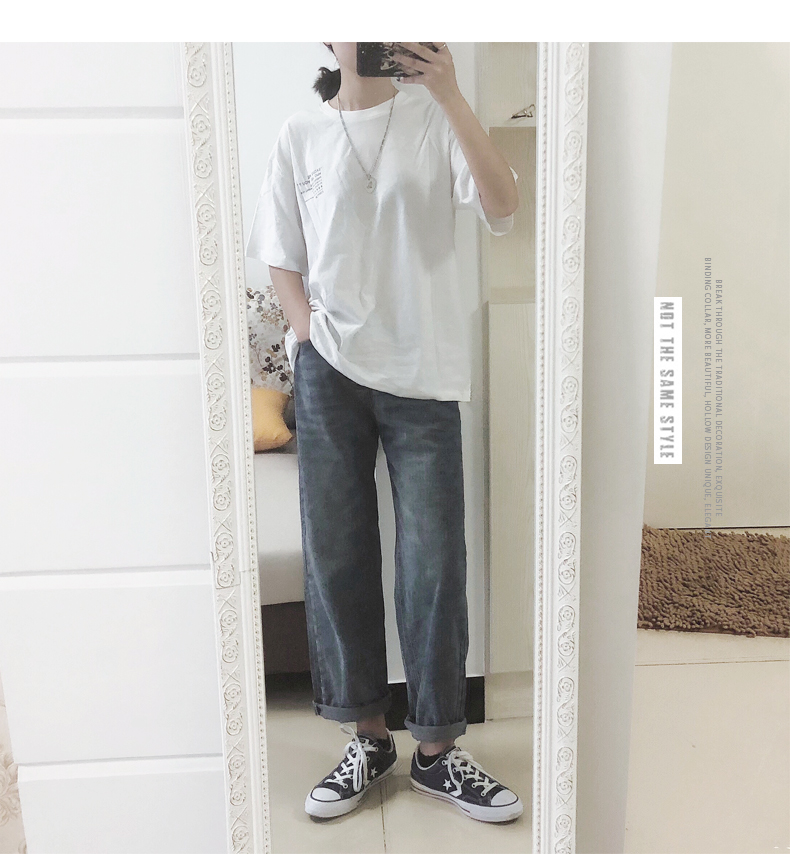 Quần jeans bốn mùa, quần ống rộng, quần ống rộng, quần lửng bf gió lạnh nhẹ retro cao eo màu sáng jean nữ