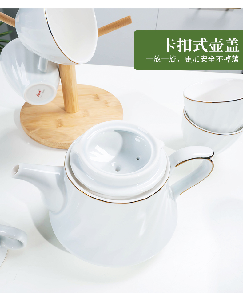 Ya cheng DE tea set, ceramic water with Nordic light key-2 luxury glass teapot home outfit cup contracted sitting room of Europe type