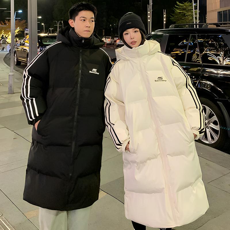 Couple's down Cotton Coat for Women, Mid-Length, 2025 Winter New Korean Style, Loose Fit, Versatile, Thickened Cotton Jacket, Over-The-Knee Puffer Jacket