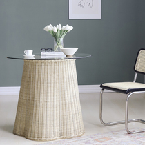 Southeast Asia imported designer bed and breakfast rattan woven negotiation table Inn rattan table Sample room display casual coffee table
