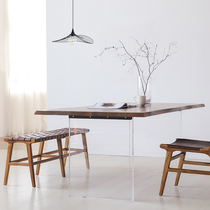  Acrylic island table Solid wood large dining table desk Acacia wood large board table Office desk Villa household workbench