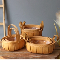 Pastoral wood chip flower basket Gift basket Flower arrangement flower basket Portable fruit basket Flower pot flower pot storage basket storage basket