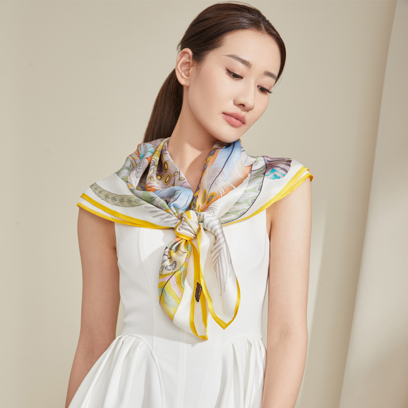 Shanghai Stories True Silk Scarves Women Mulberry Silk 2022 Spring Autumn Foreign Pie's Mother's Birthday Gift Giving a Gift Scarf