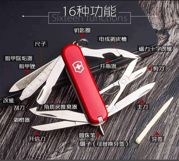 Victorinox Swiss Army Knife Thụy Sĩ Sergeant dao gốc xác thực 58 MÉT mini hero dao 0.6385 Thụy Sĩ