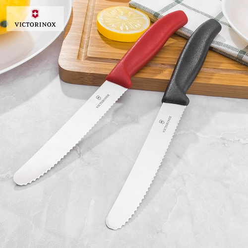 Оригинальный швейцарский армейский нож Victorinox, кухонный нож, фруктовый нож 6.7833, черный западный пищевой нож, нож для хлеба, зубчатое лезвие